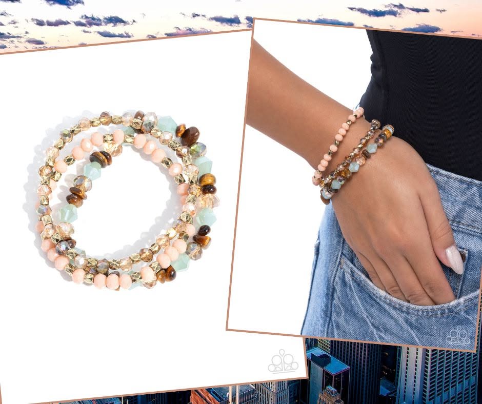 Flawless Facets Brown Coil Bracelet