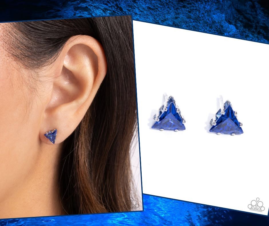 Triangular Twinkle Blue CZ Posts