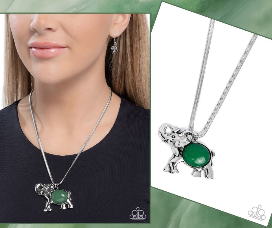 Empathetic Elephant Green Necklace