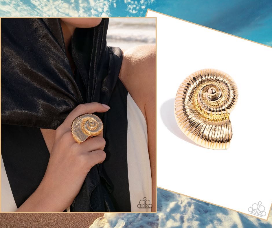 Shipwrecked Shell Gold Ring