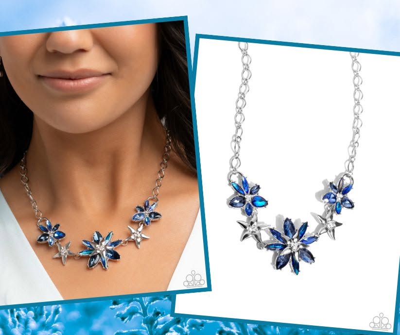 Floral Feature Blue Necklace
