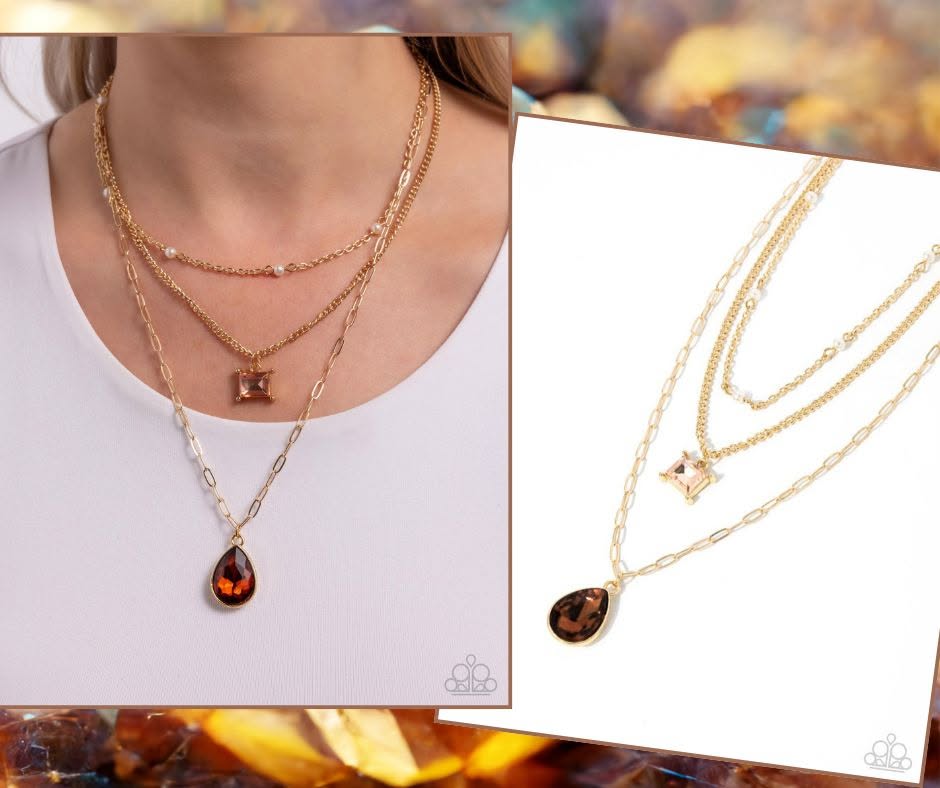 Giddy Glitter Brown Necklace