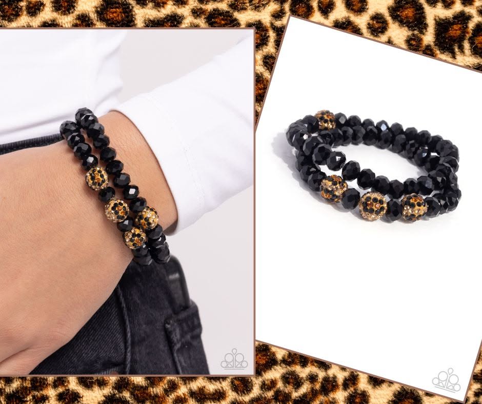 Speckled Sentiment Black Bracelet