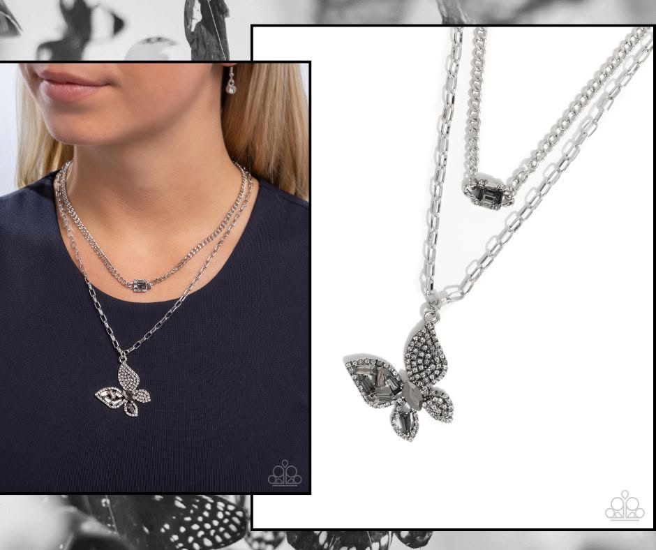 Hovering Headline Silver Necklace