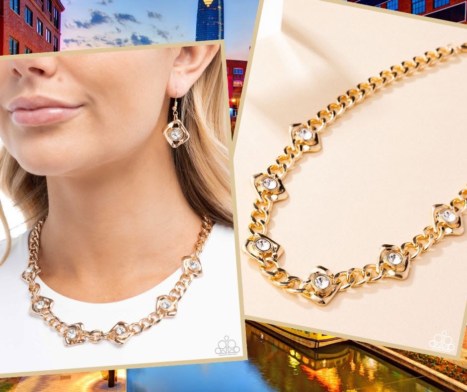 Square Silhouette Gold Necklace