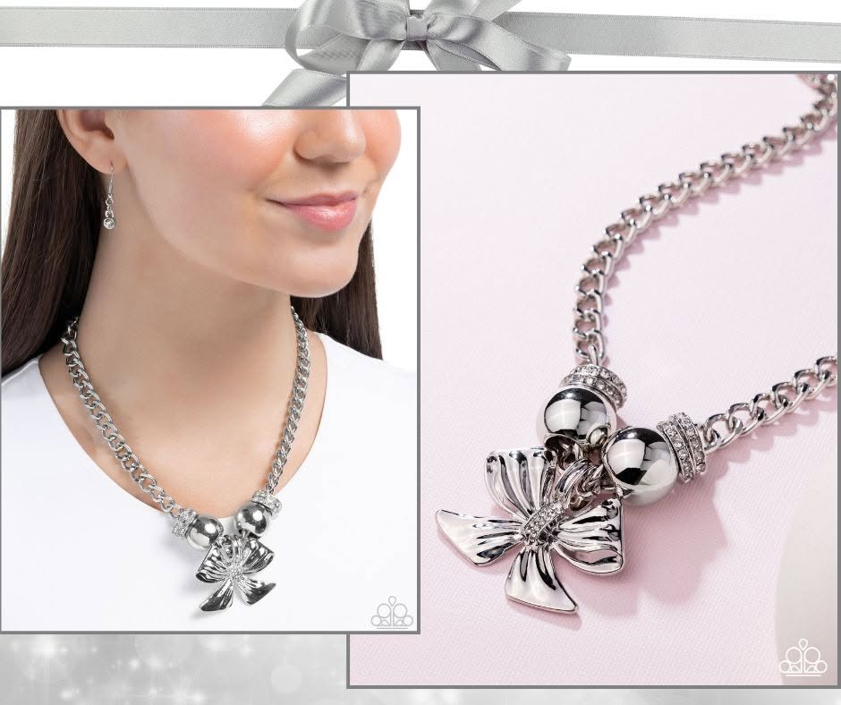 Big Deal Bow White Necklace