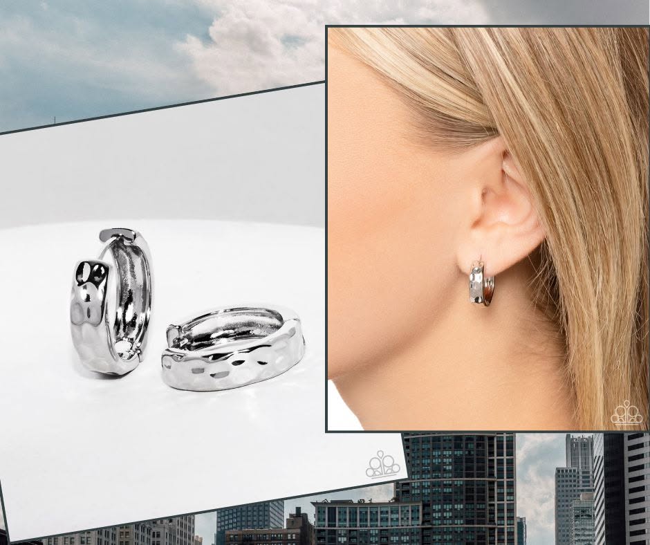 Hammered Hyperaware Silver Hinge Hoops