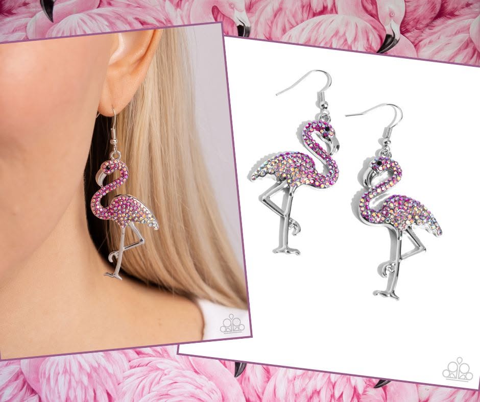 Flamingo Flourish Pink Earrings