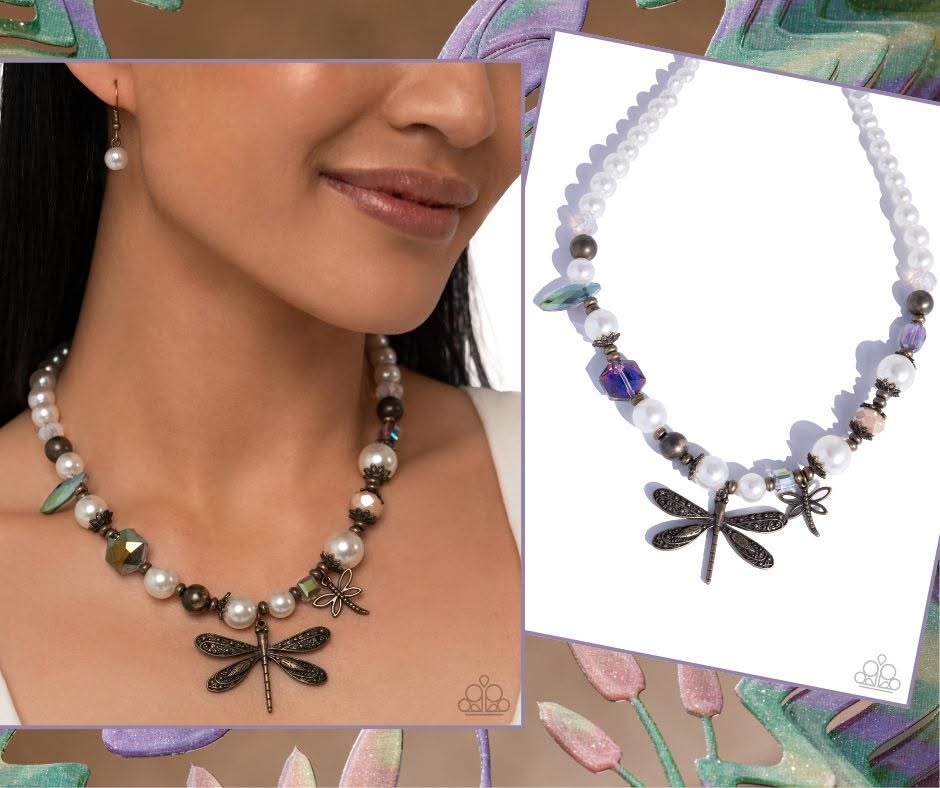 Dragonfly Delight Brass Necklace