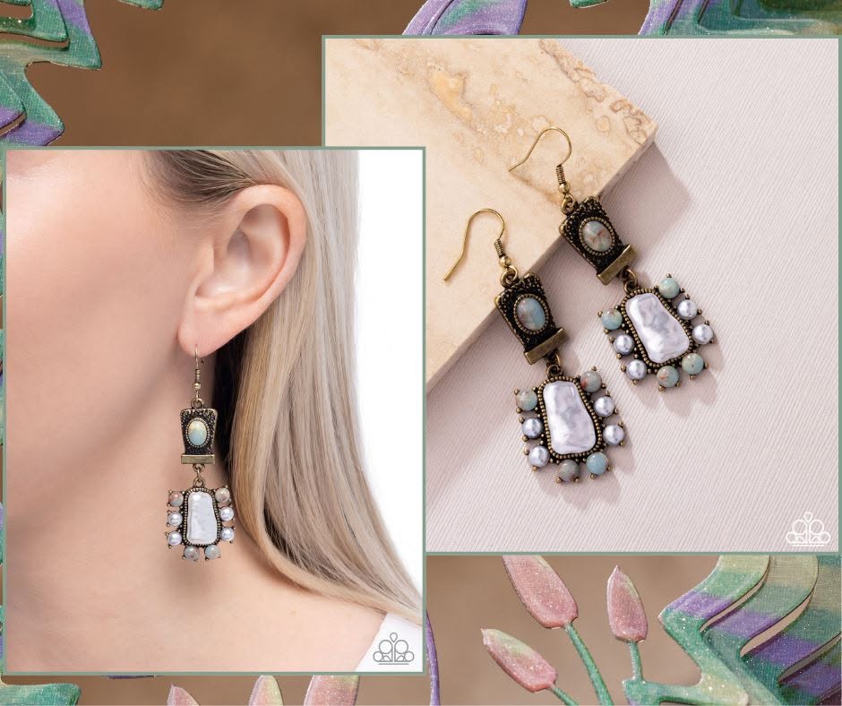 Synthetic Serenity Brass Earrings
