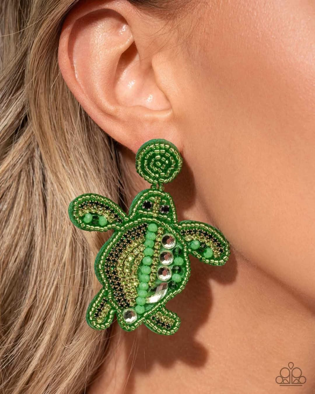 Turtle Tapestry Green Earrings