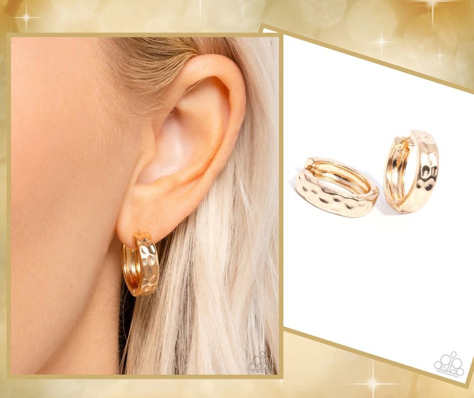 Hammered Hyperaware Gold Hinge Hoops