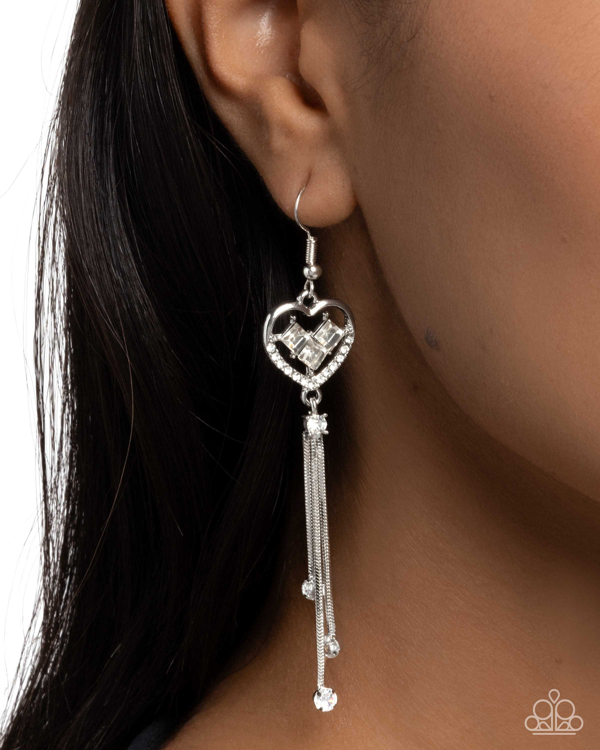 Cascading Character White Earrings