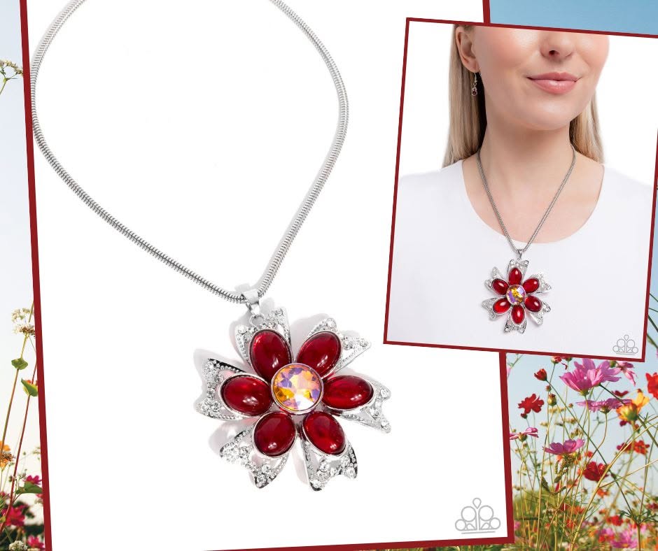 Floral Figurehead Red Necklace