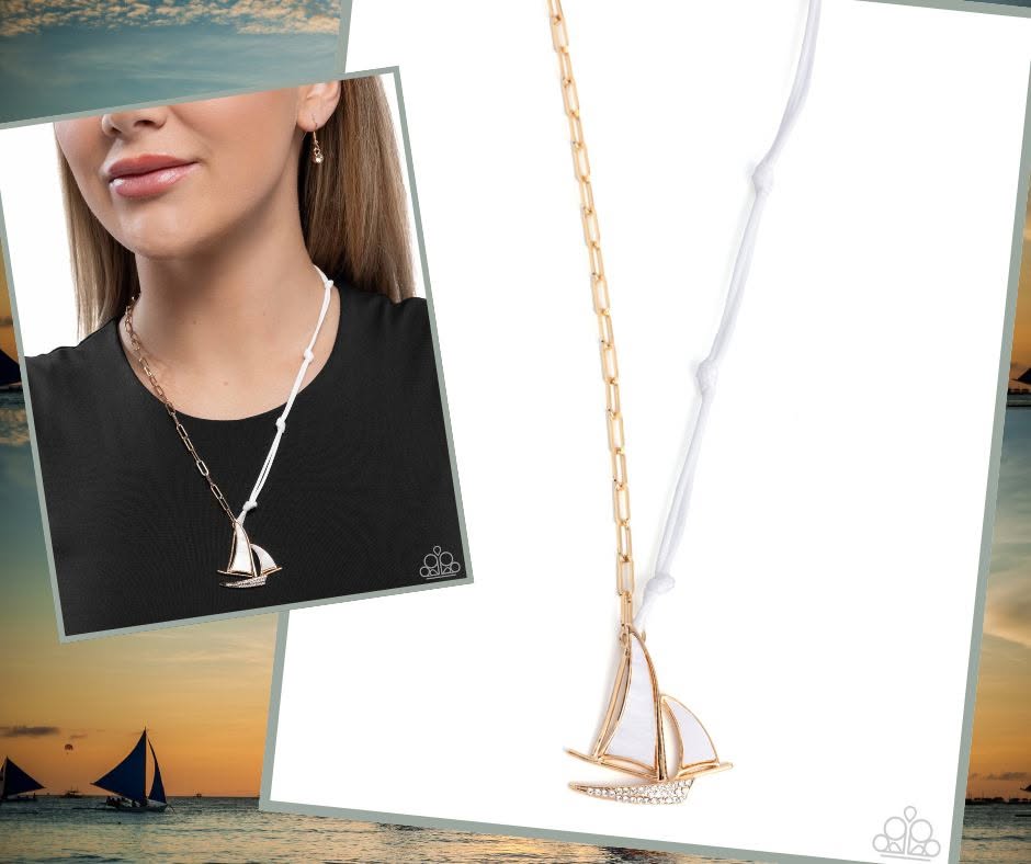 Sailboat Shimmer White Necklace