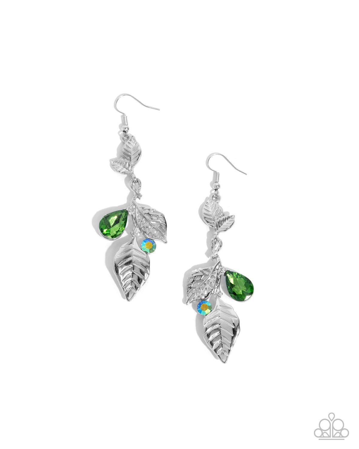 Descending Dazzle Green Earrings
