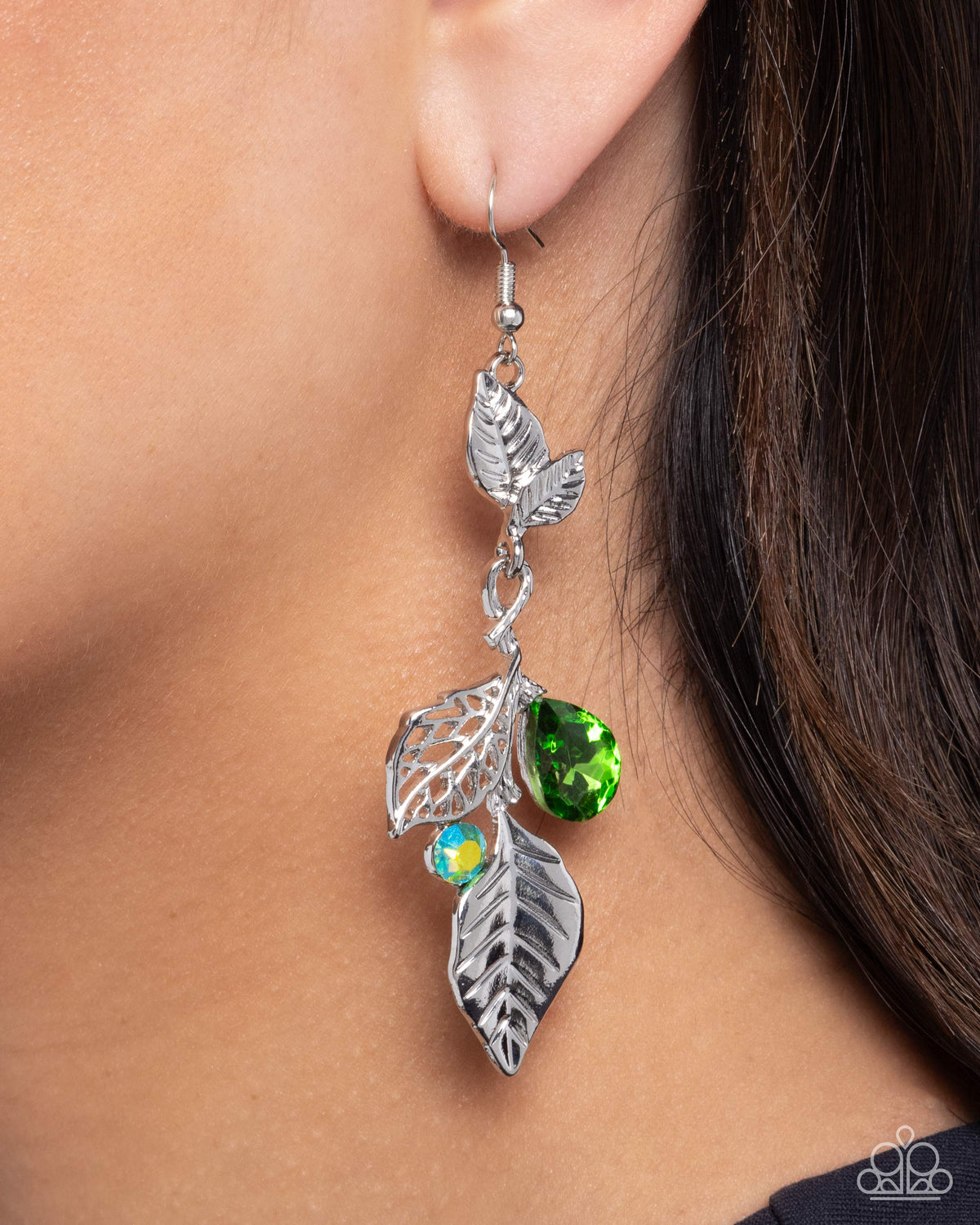 Descending Dazzle Green Earrings