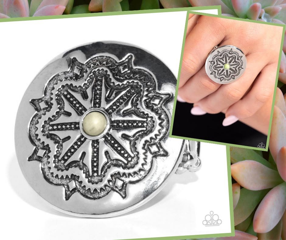 Carved Coachella Green Ring