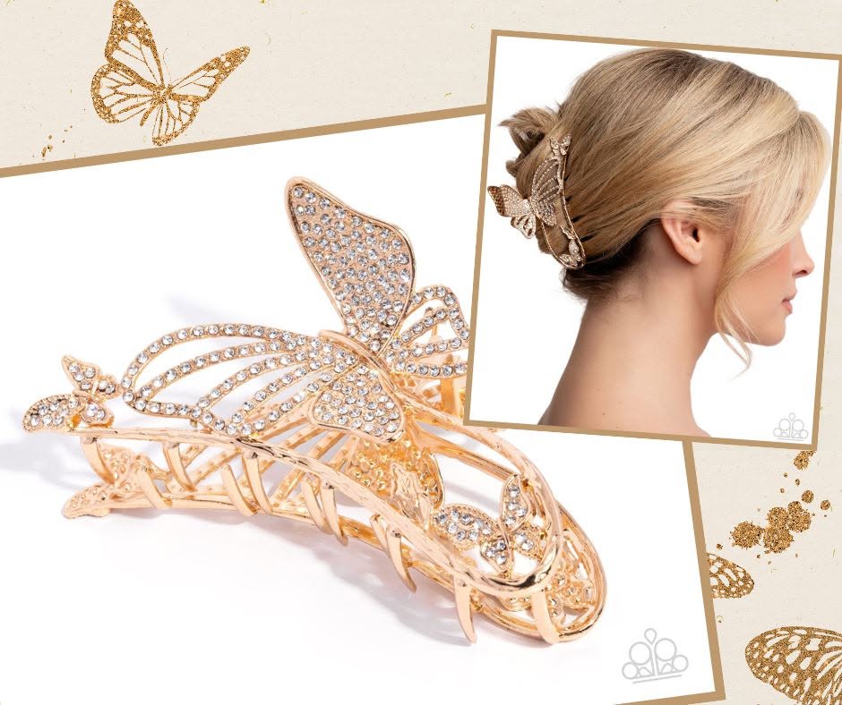 Butterfly Banter Gold Hair Clip