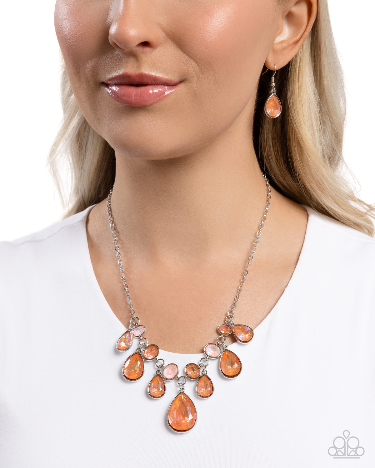 Talented Teardrops Orange Necklace