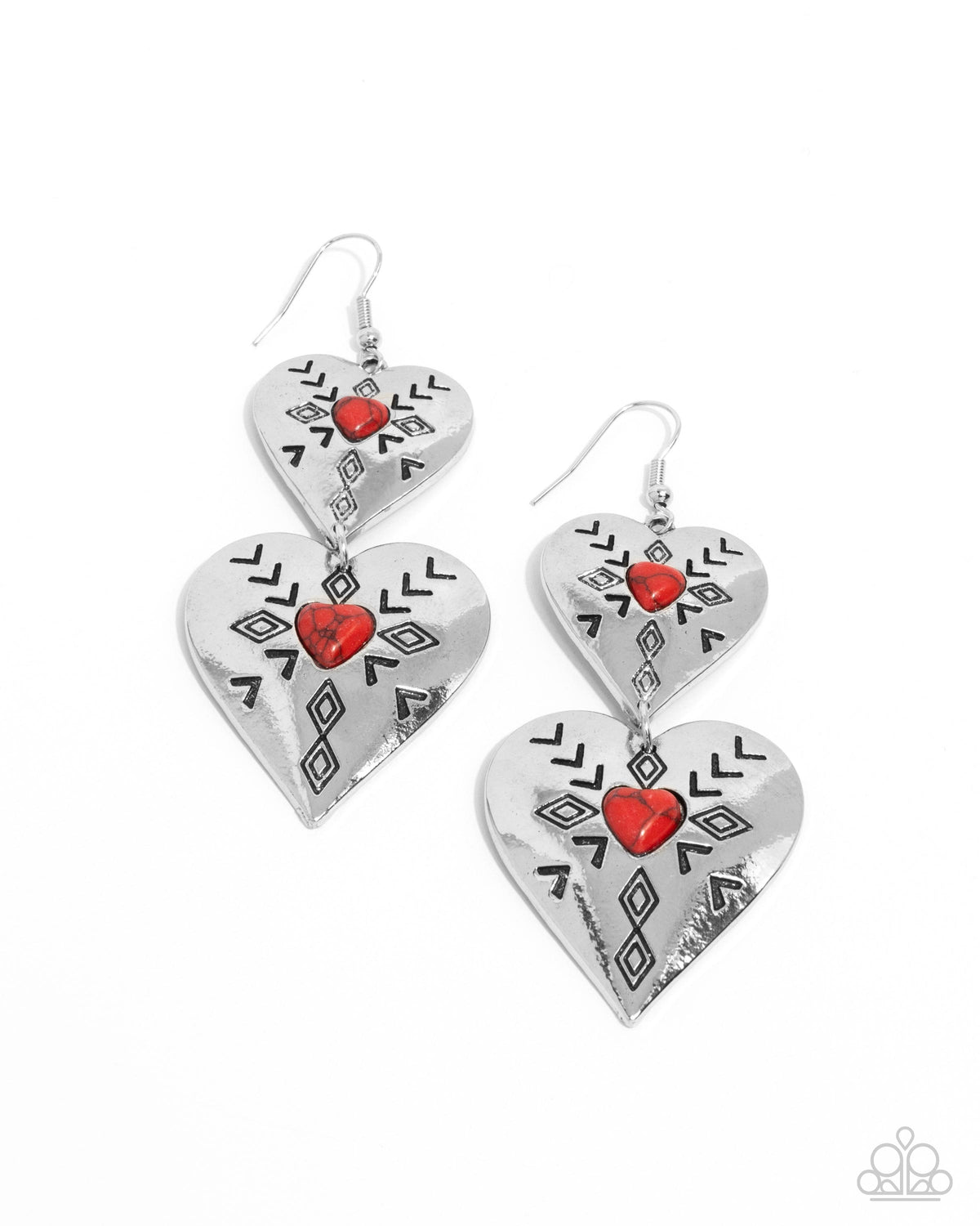 Rustic Repetition Red Earrings