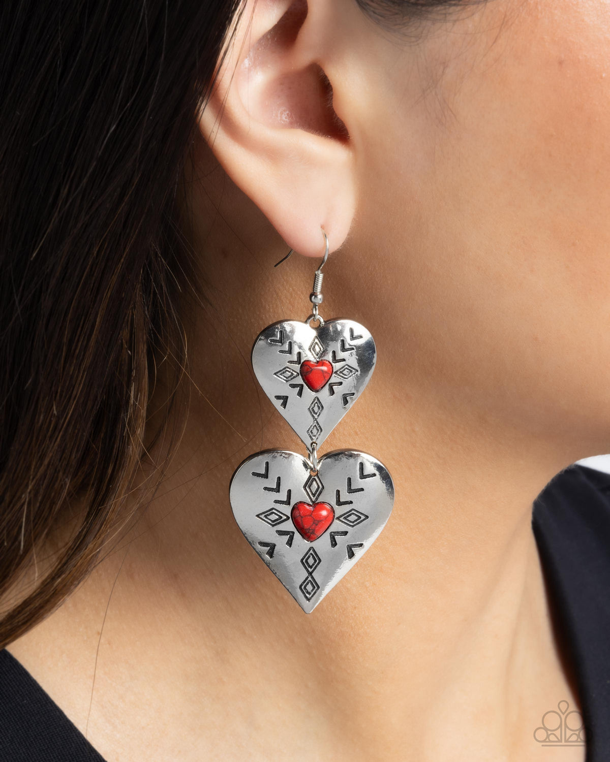 Rustic Repetition Red Earrings