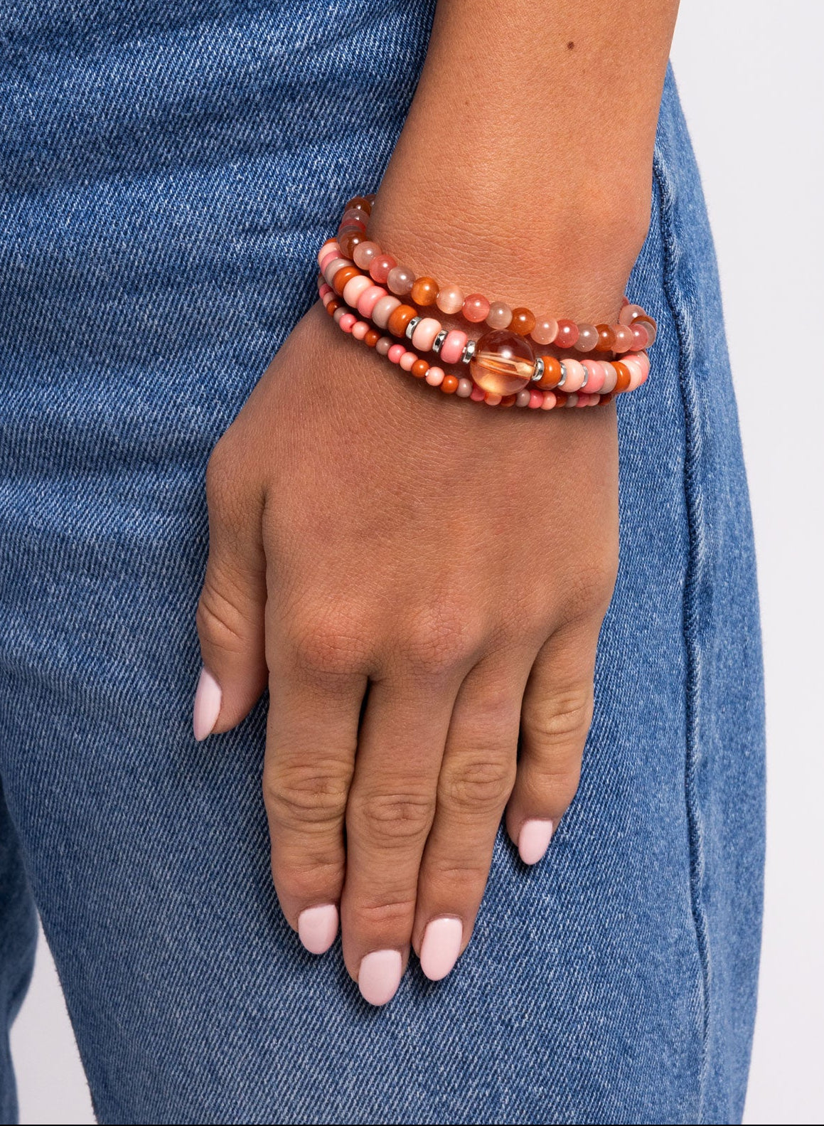 Seed Bead Stack Orange Bracelet