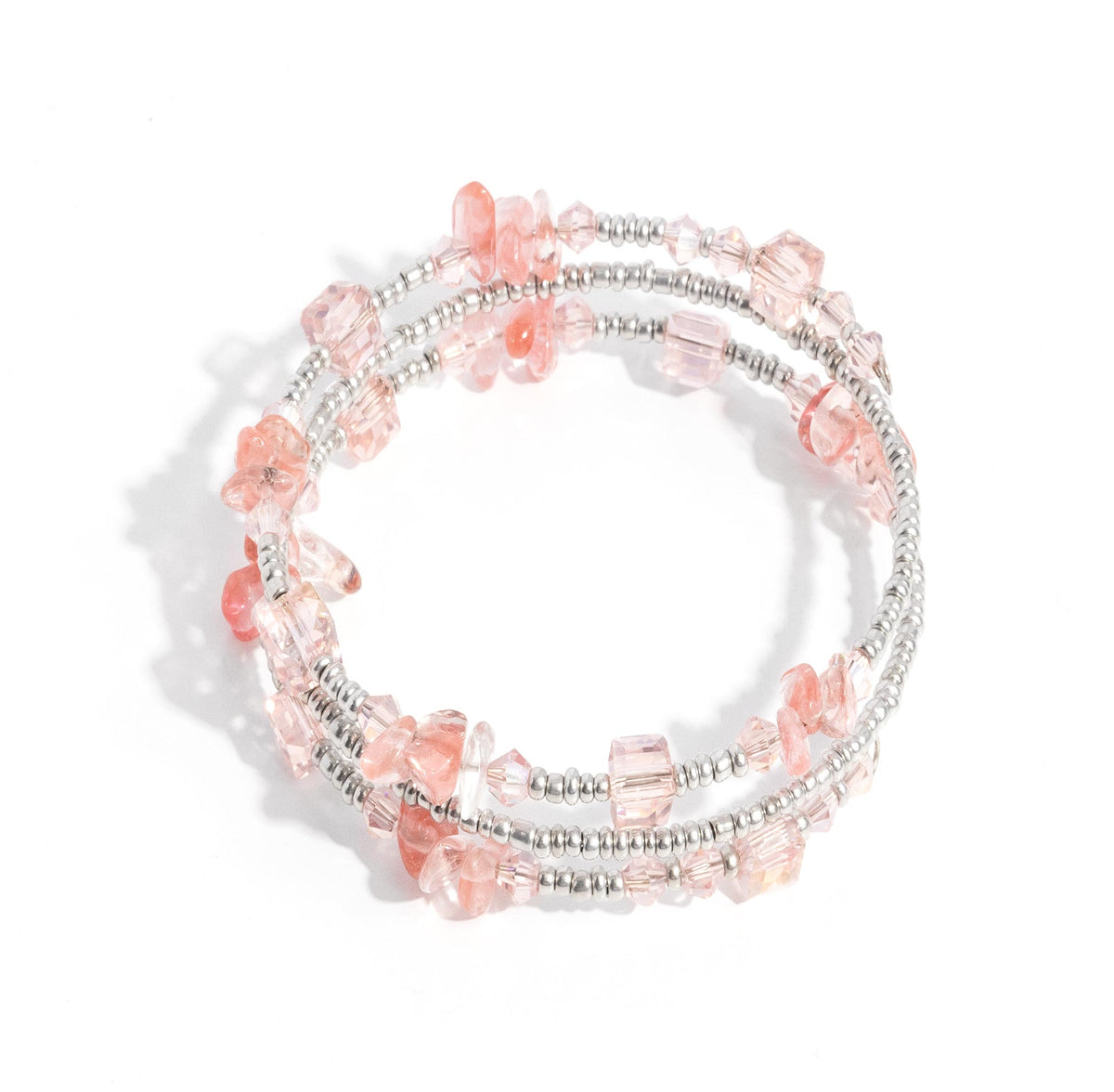 Seed Bead Scene Pink Coil Bracelet