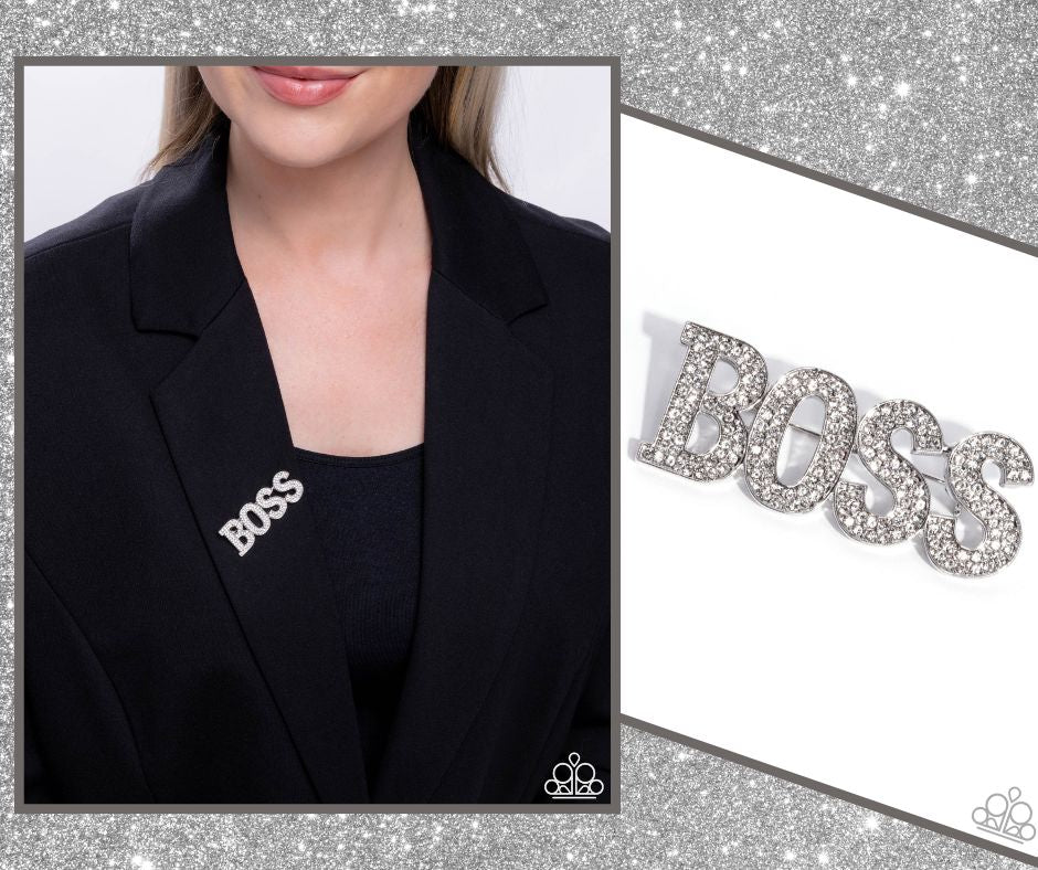 Blingy Boss White Brooch
