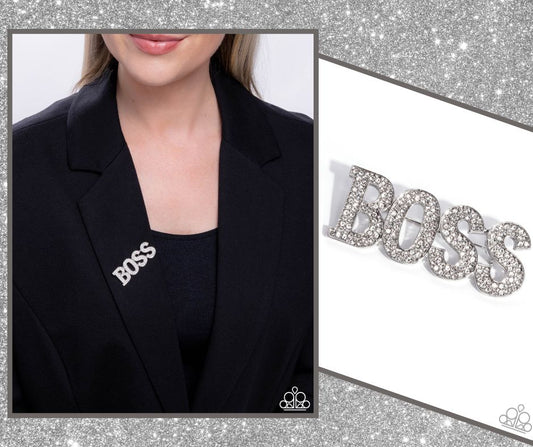 Blingy Boss White Brooch