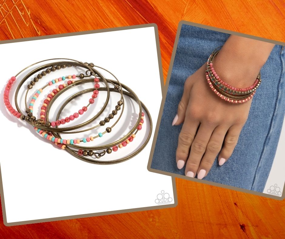 Seed Bead Shimmer Brass Bracelet