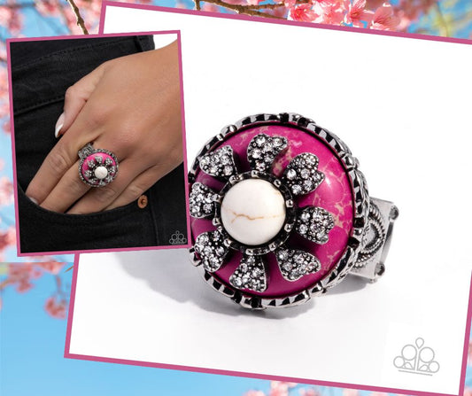 Floral Framework Pink Ring