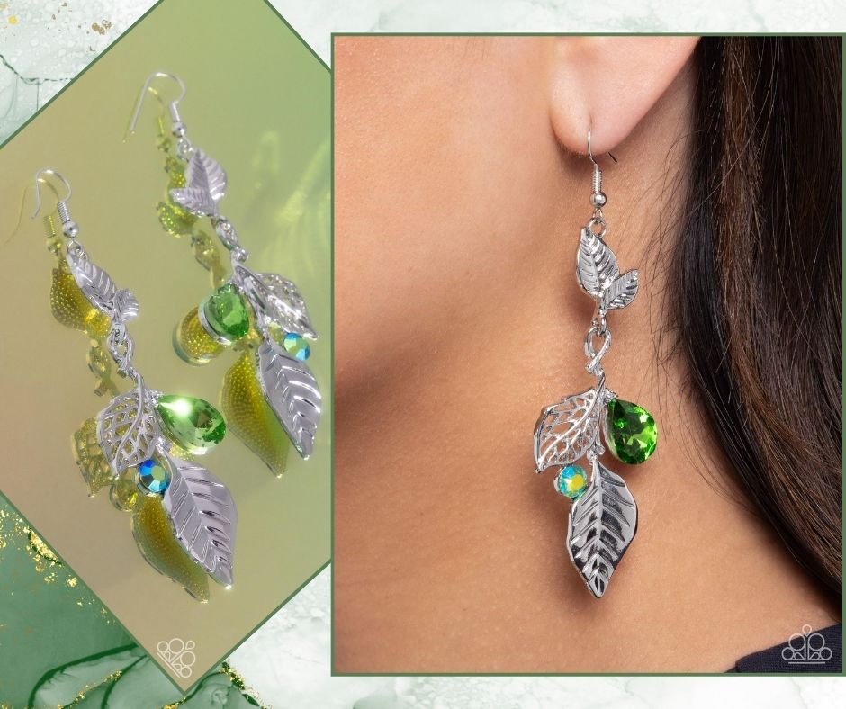 Descending Dazzle Green Earrings