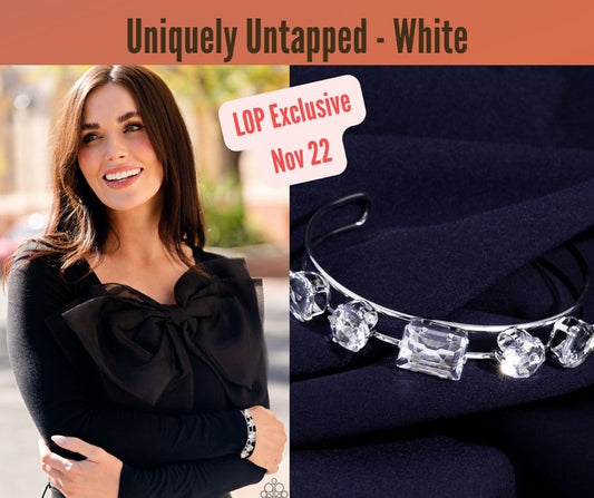Uniquely Untapped White Cuff Bracelet