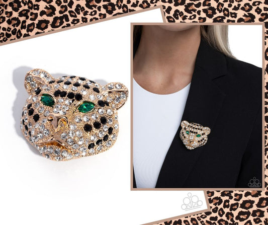 Leopard Location Gold Brooch