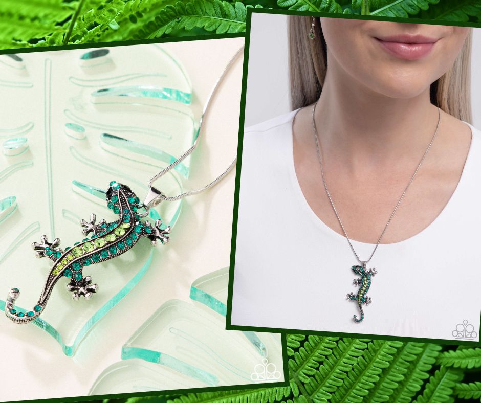 Shimmery Salamander Green Necklace