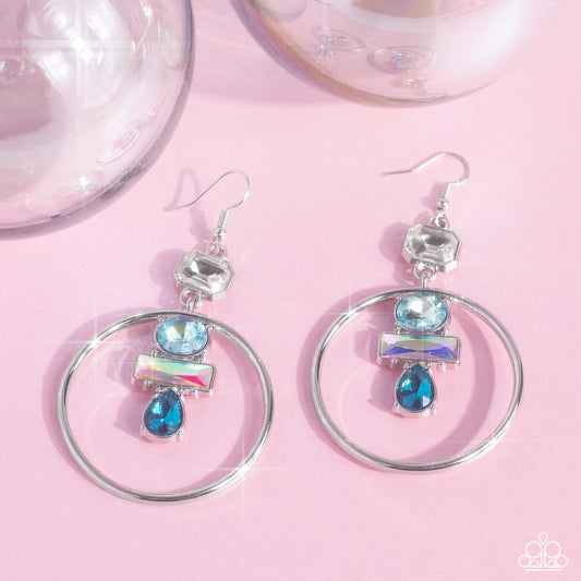 Geometric Glam Blue Earrings