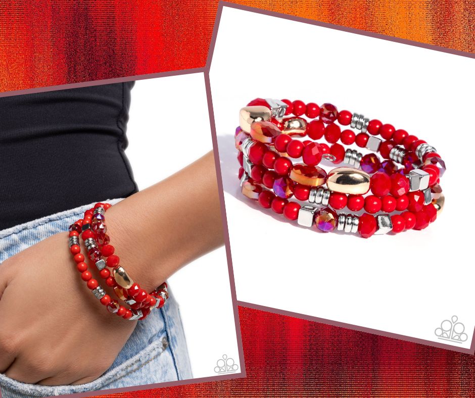 Material WHIRL Red Coil Bracelet