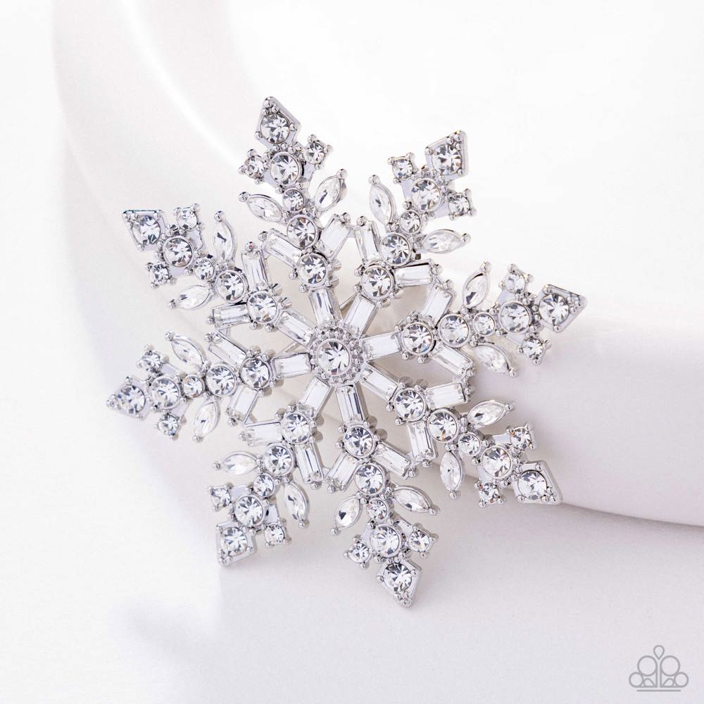 Snowflake Solstice White Brooch