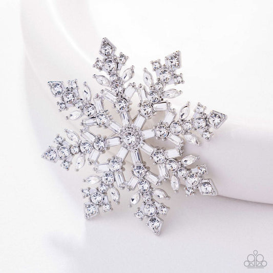 Snowflake Solstice White Brooch