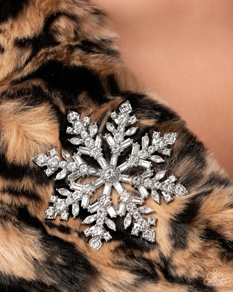 Snowflake Solstice White Brooch