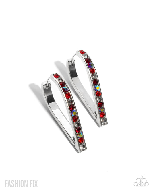 Spontaneous Shine Red Hinge Hoops