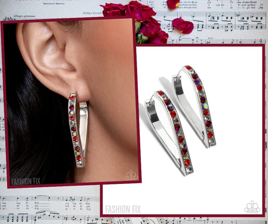 Spontaneous Shine Red Hinge Hoops