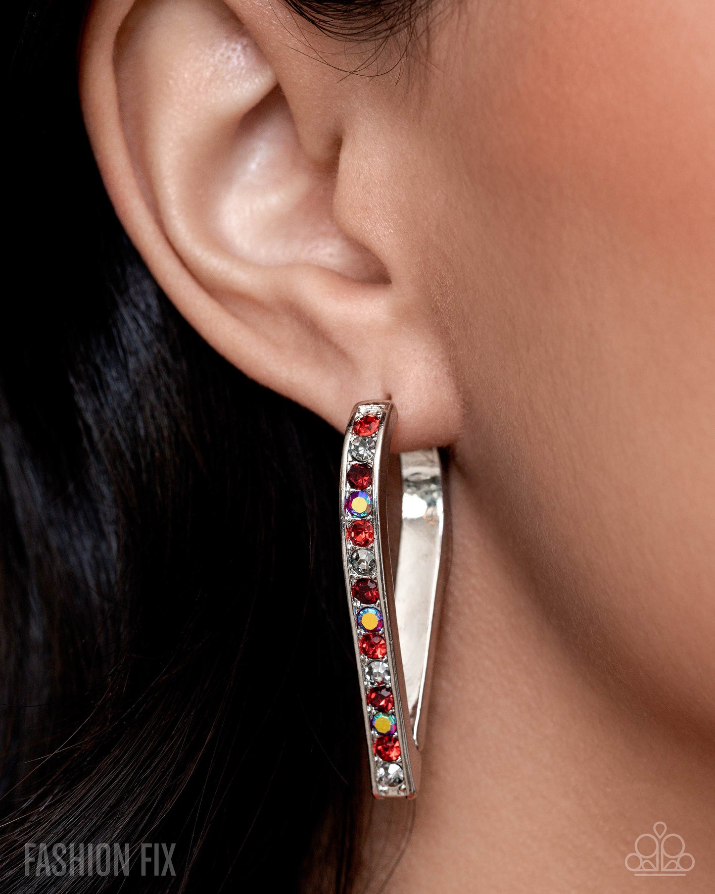 Spontaneous Shine Red Hinge Hoops