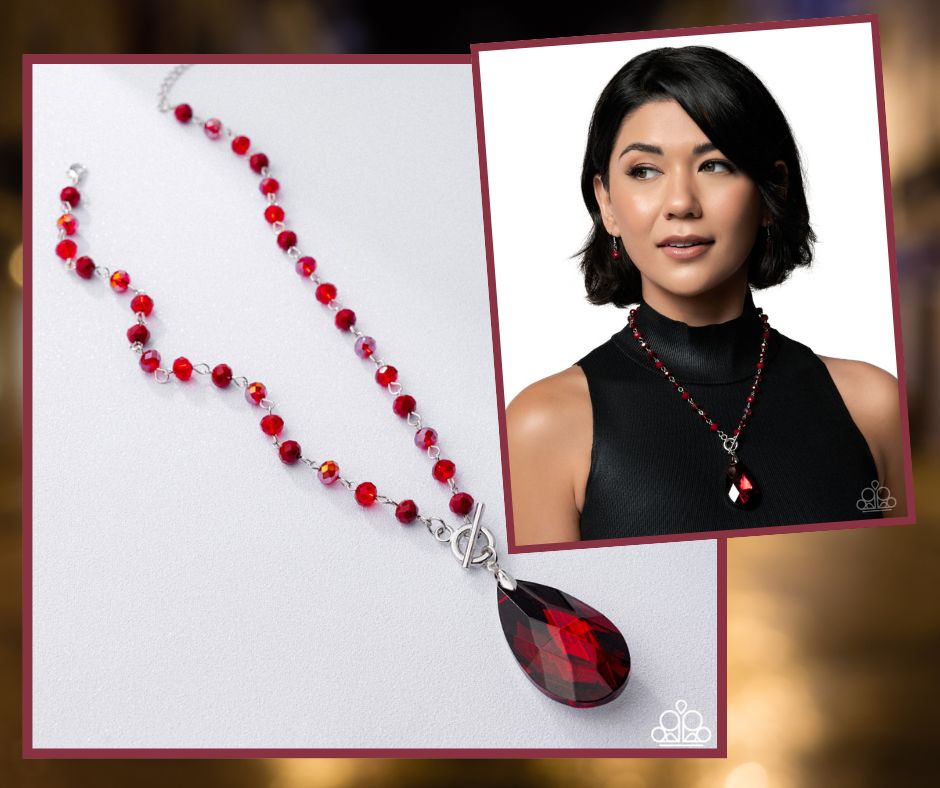 Teardrop Tale Red Necklace