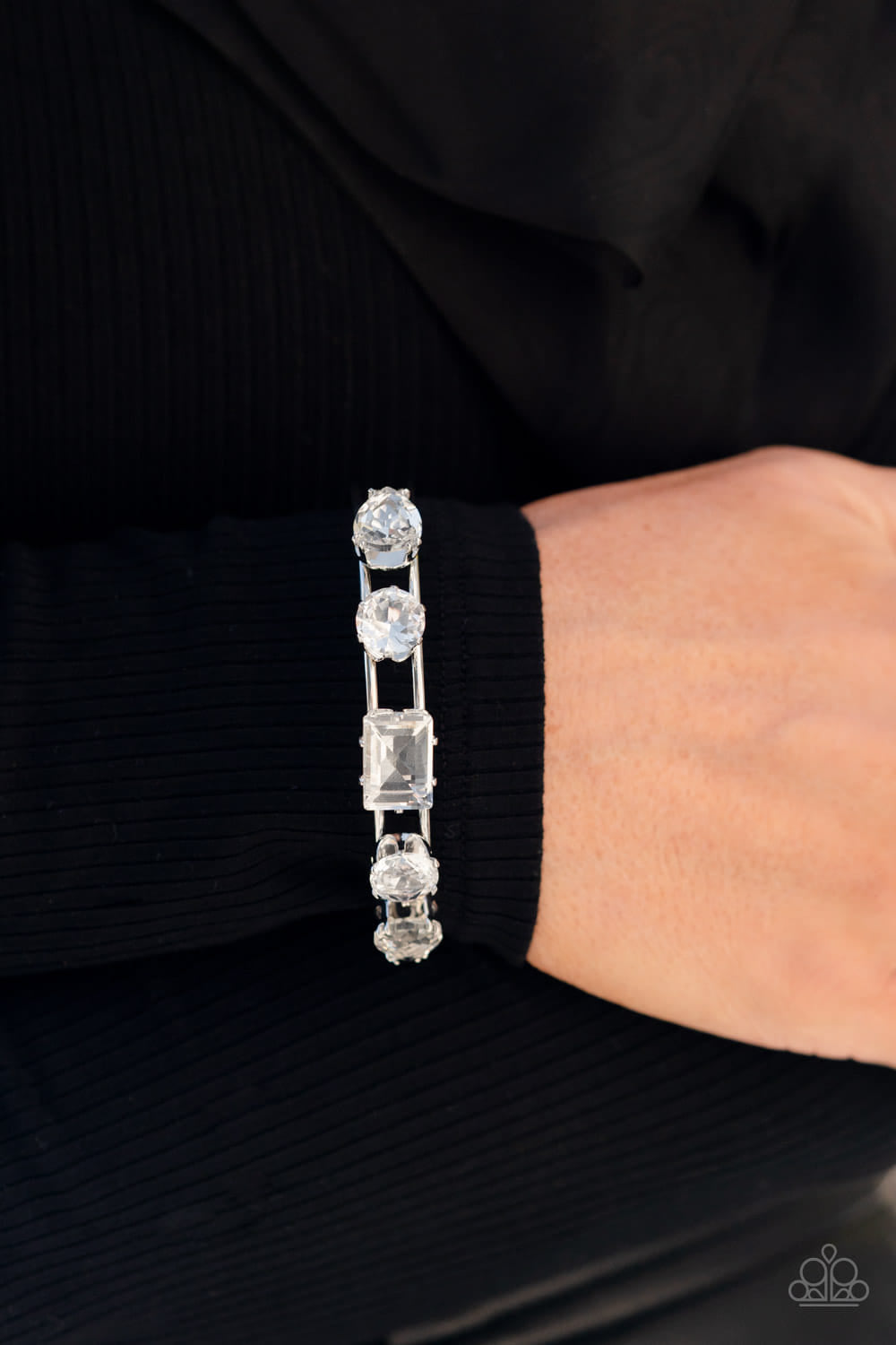 Uniquely Untapped White Cuff Bracelet