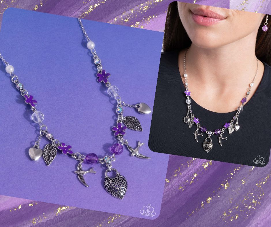 Flight of the Sparrow Purple Necklace